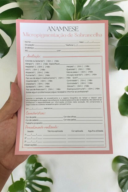 Ficha de Anamnese Micropigmentação de Sobrancelha