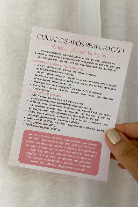 Folheto de Cuidados Após Perfuração e Inserção de Brincos