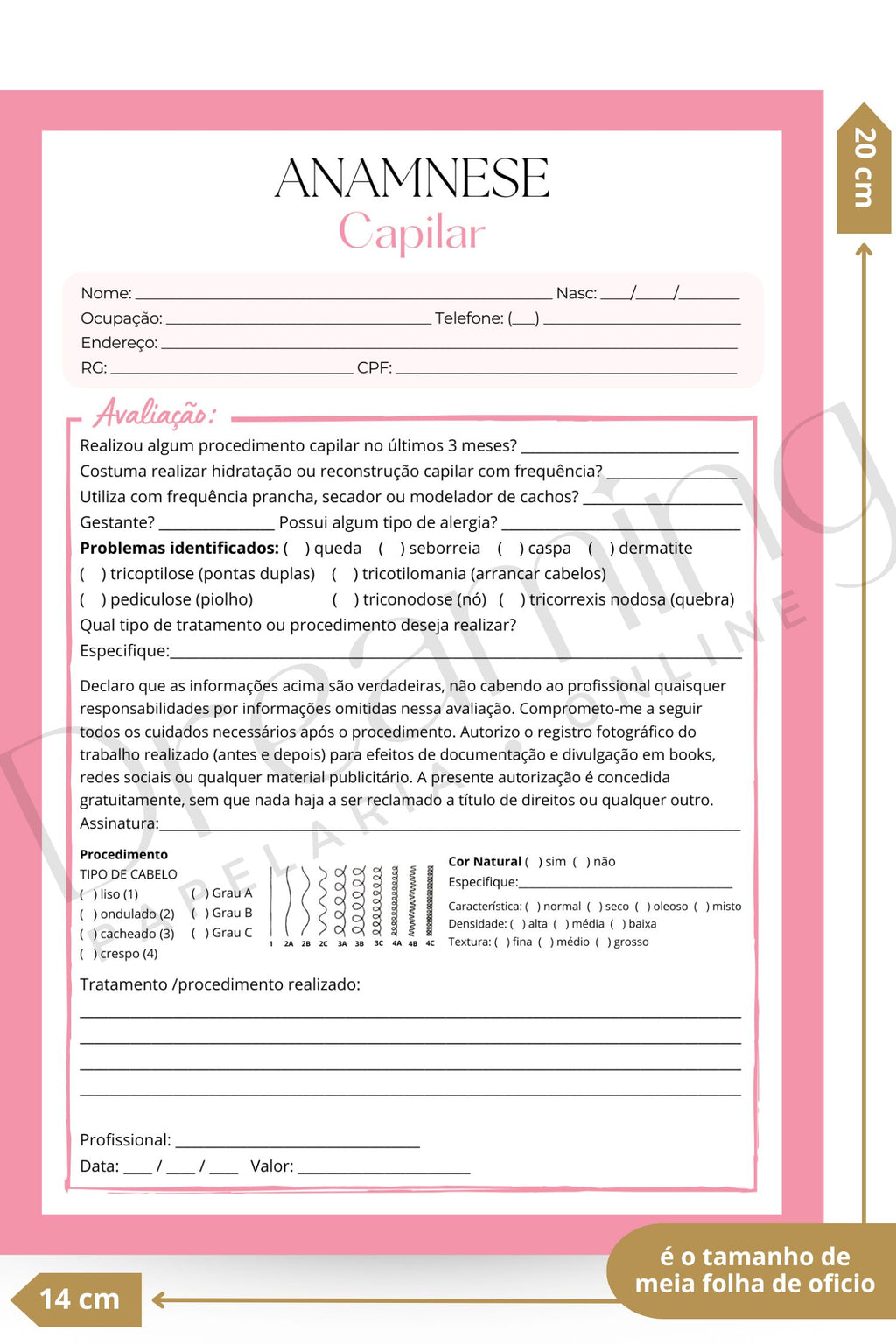 Ficha de anamnese capilar