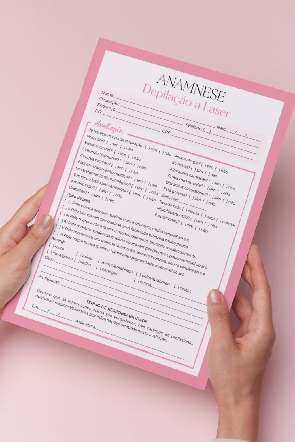 Ficha de anamnese depilação a laser