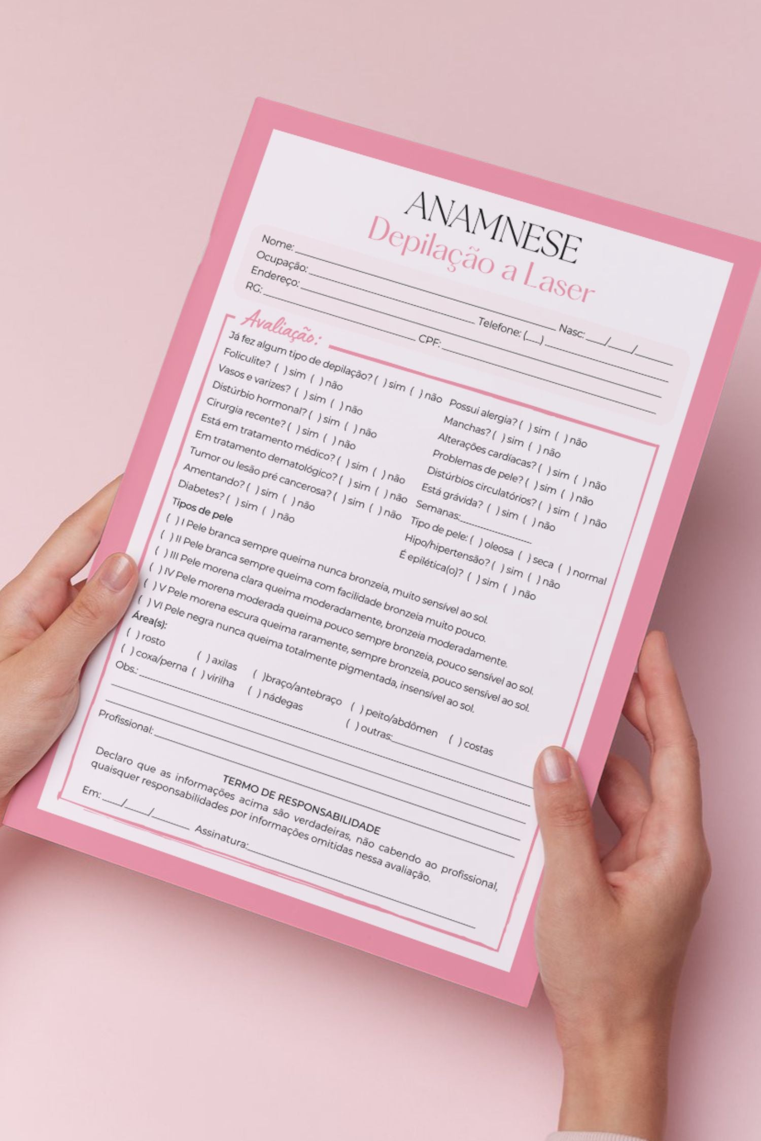 Ficha de anamnese depilação a laser