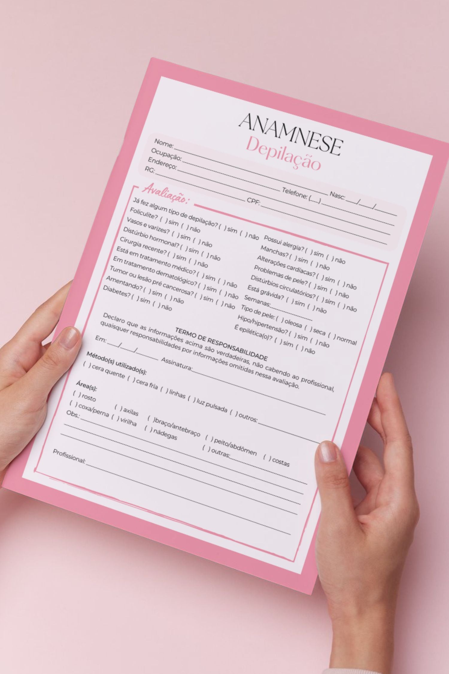 Ficha de anamnese depilação