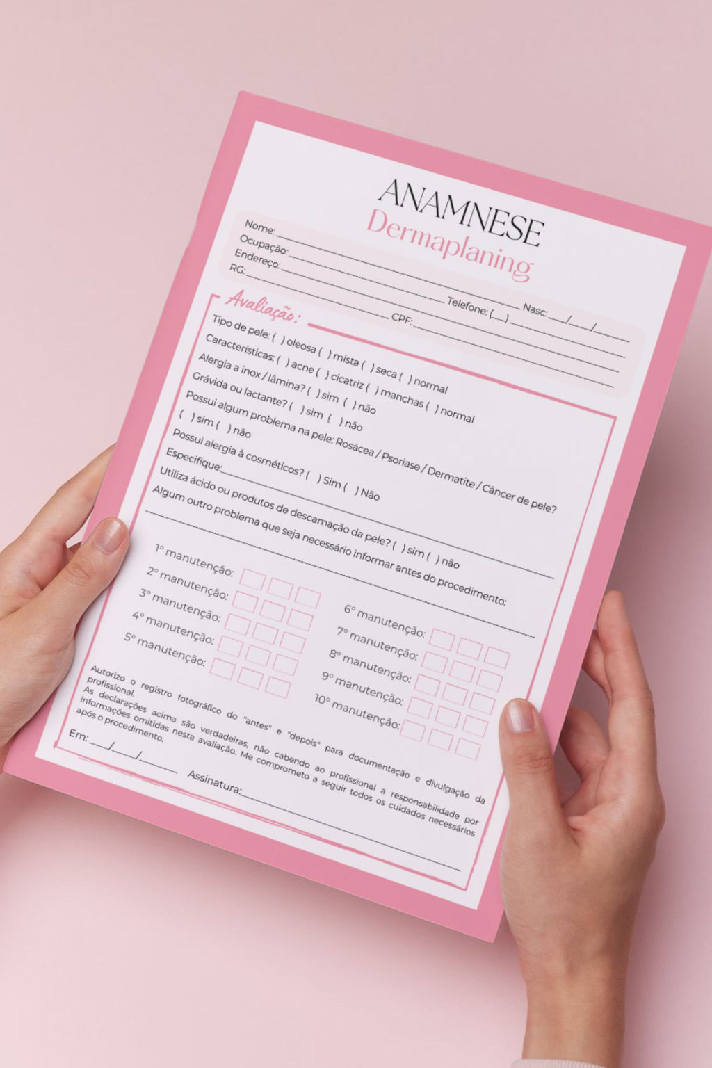 Ficha de anamnese dermaplaning