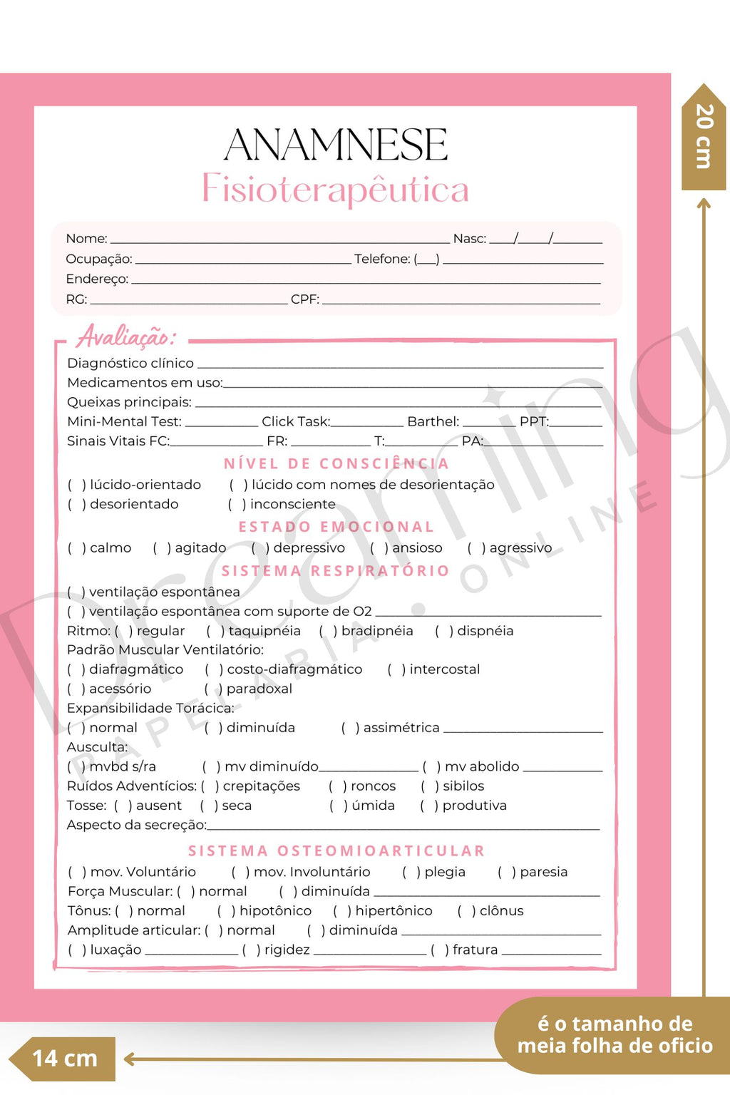 Ficha de anamnese fisioterapêutica