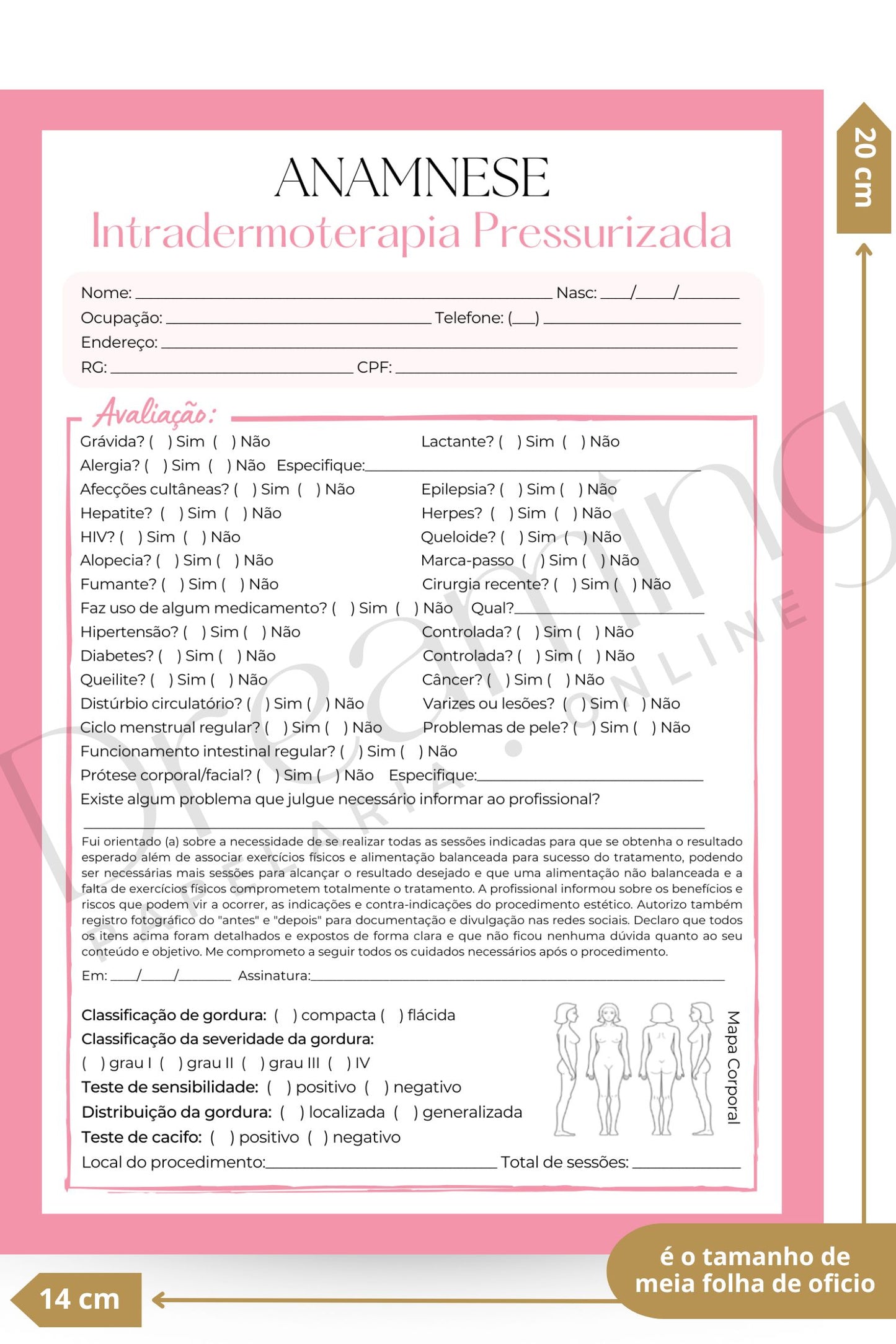 Ficha de Anamnese Intradermoterapia Pressurizada