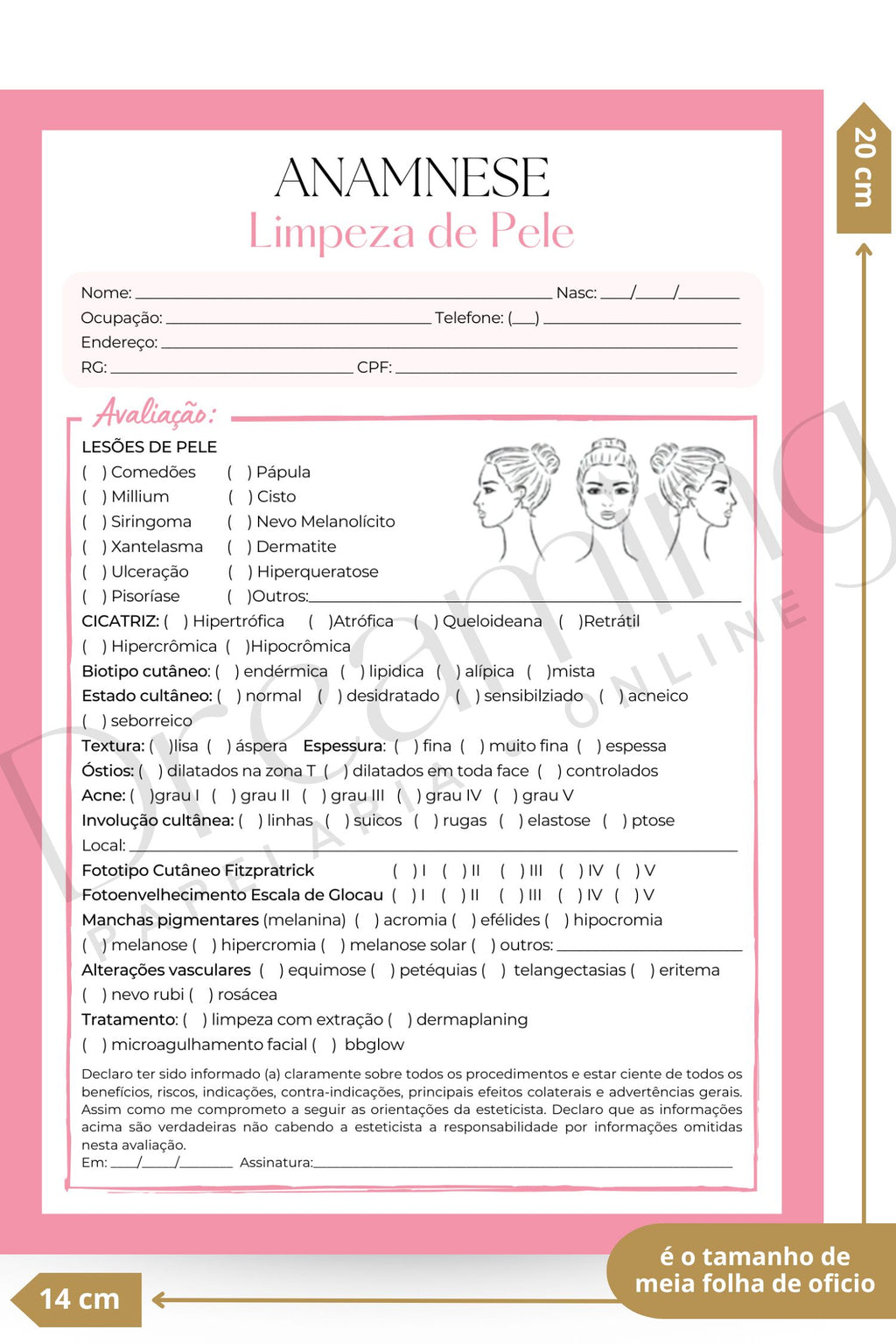 Ficha de anamnese limpeza de pele