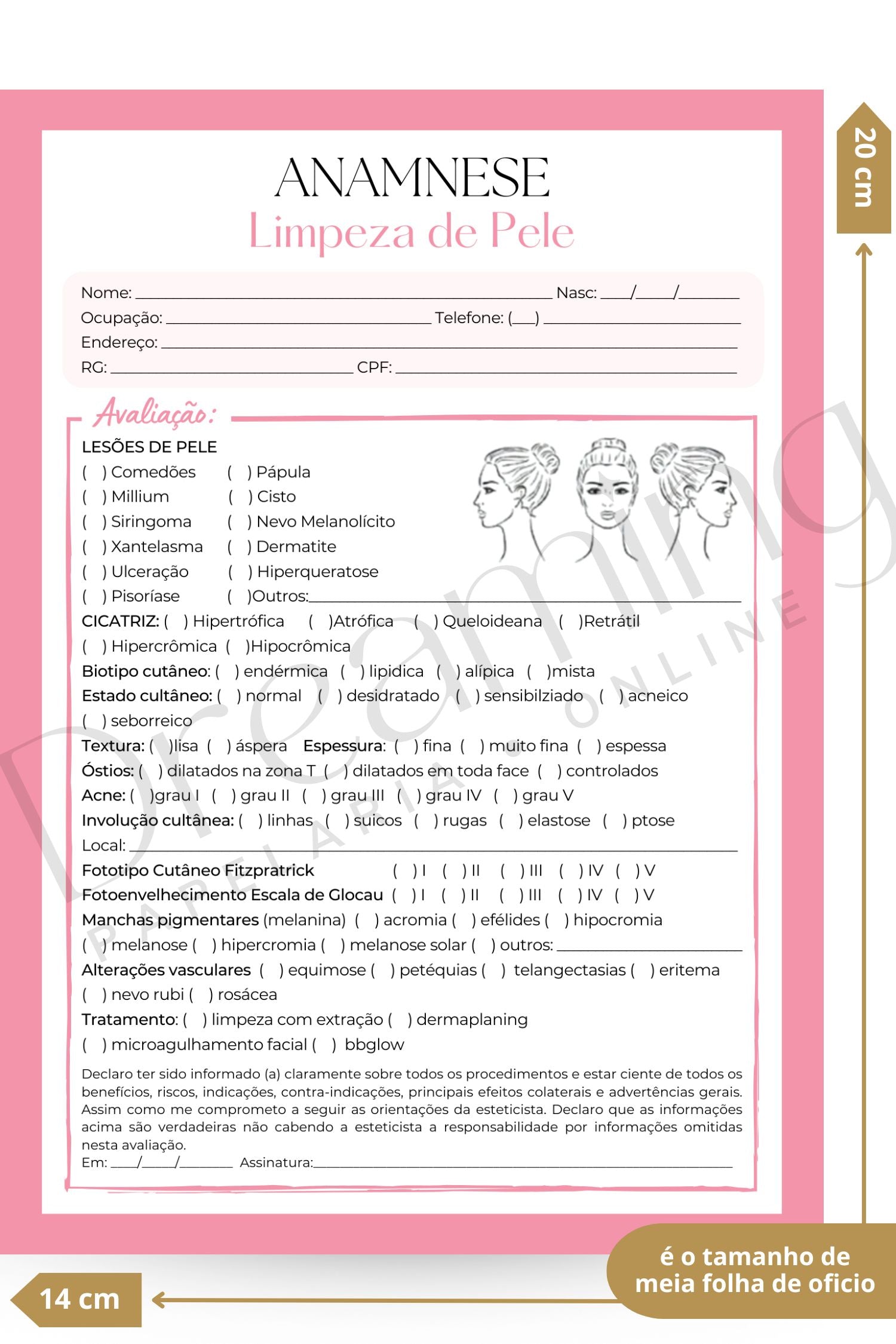 Ficha de anamnese limpeza de pele