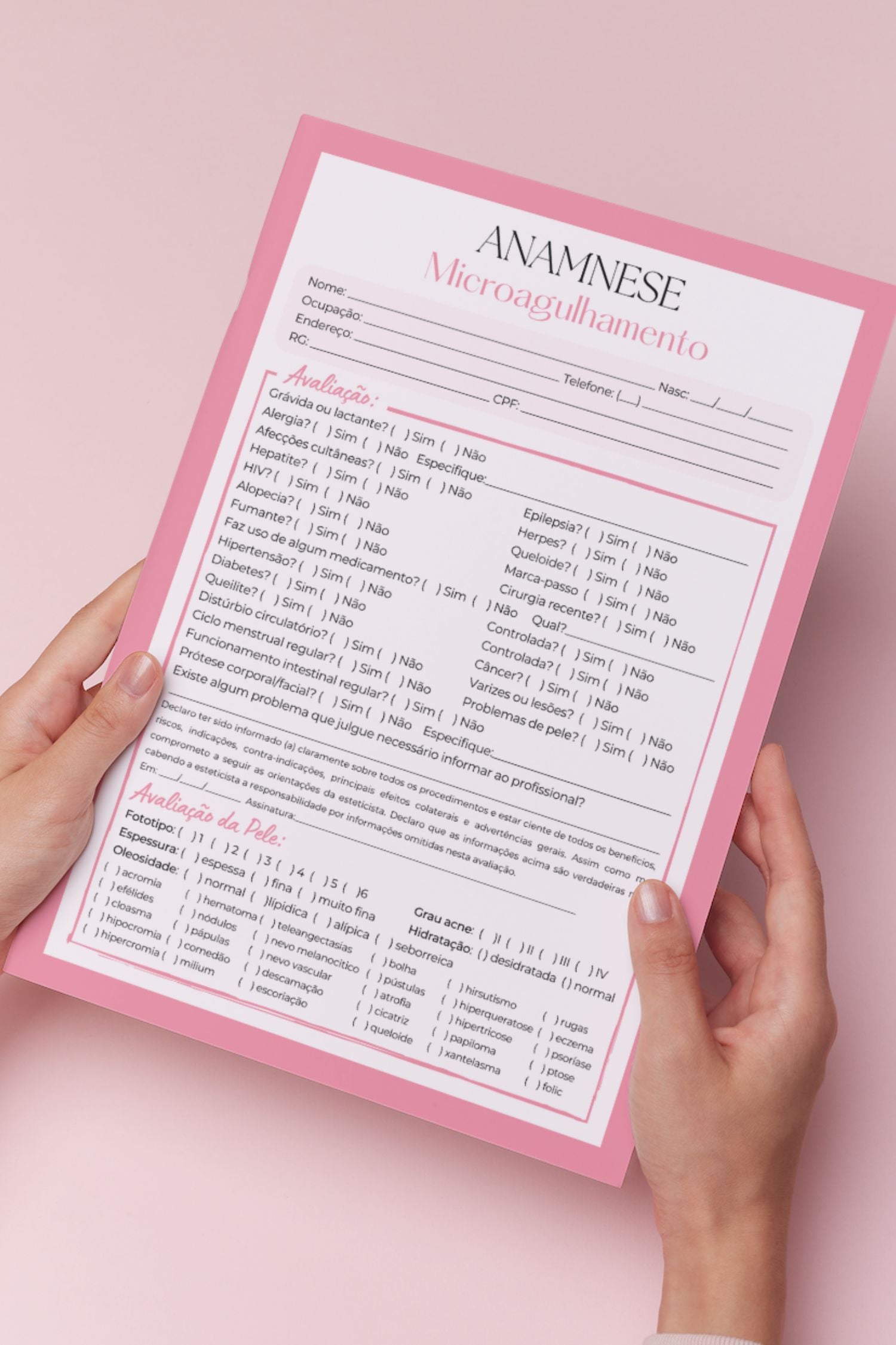 Ficha de anamnese de microagulhamento