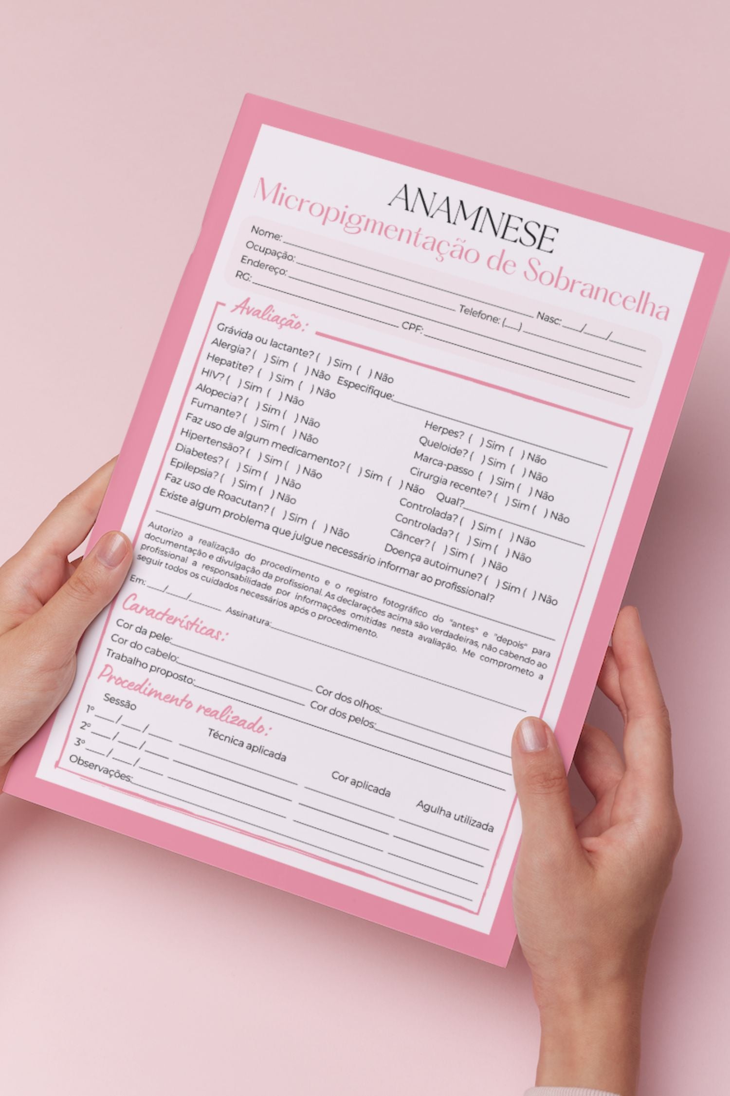 Ficha de anamnese micropigmentação de sobrancelha