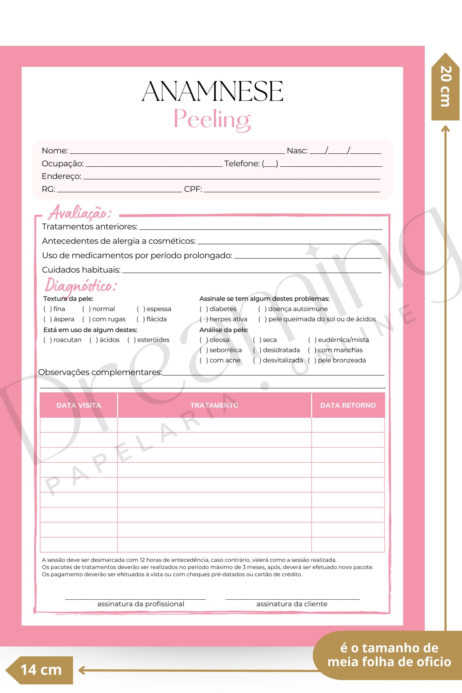 Ficha de anamanese peeling