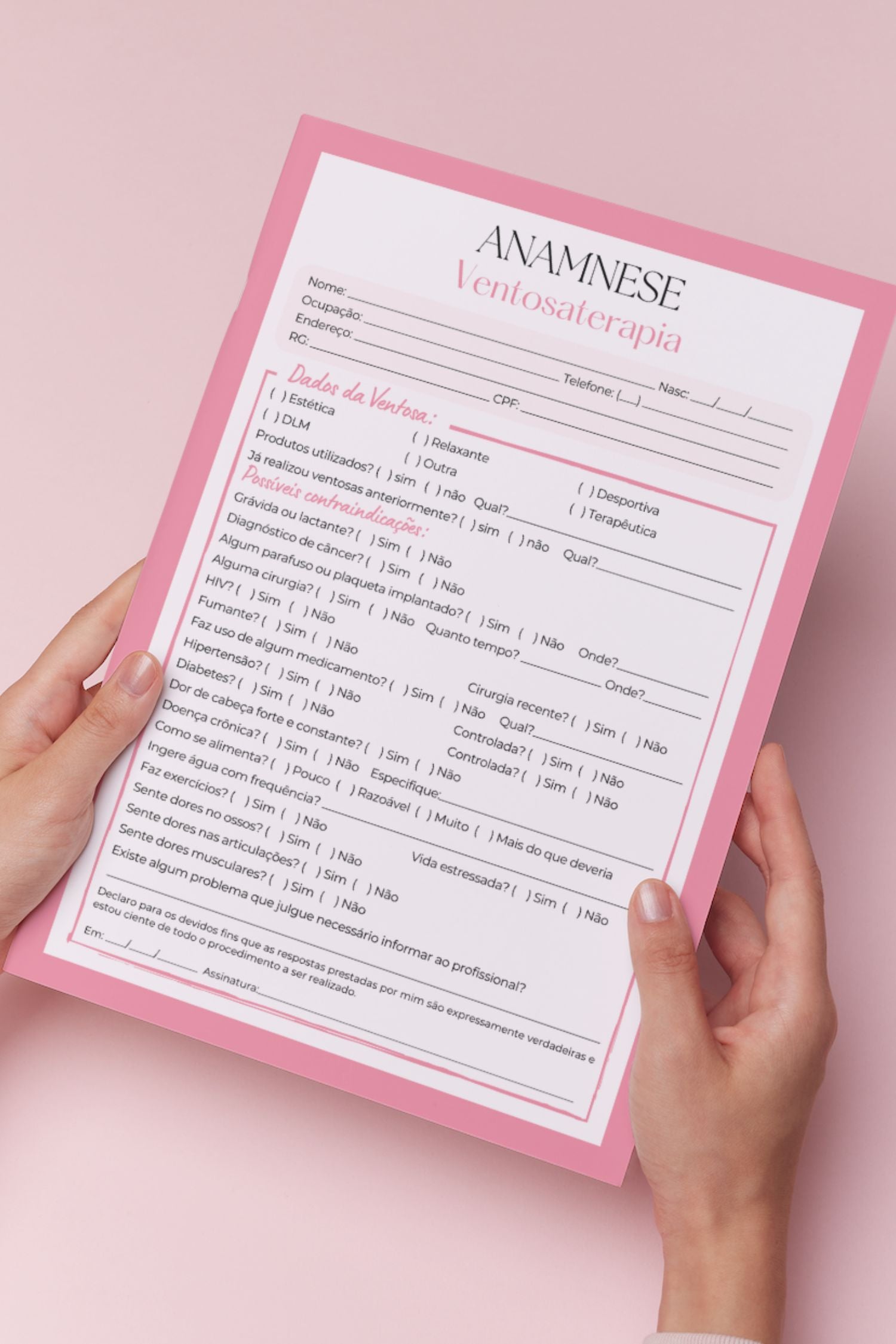 Ficha de anamnese ventosaterapia