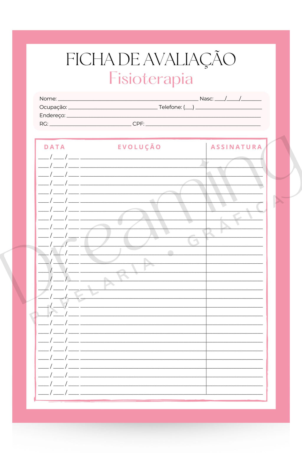 Ficha de avaliação fisioterapia