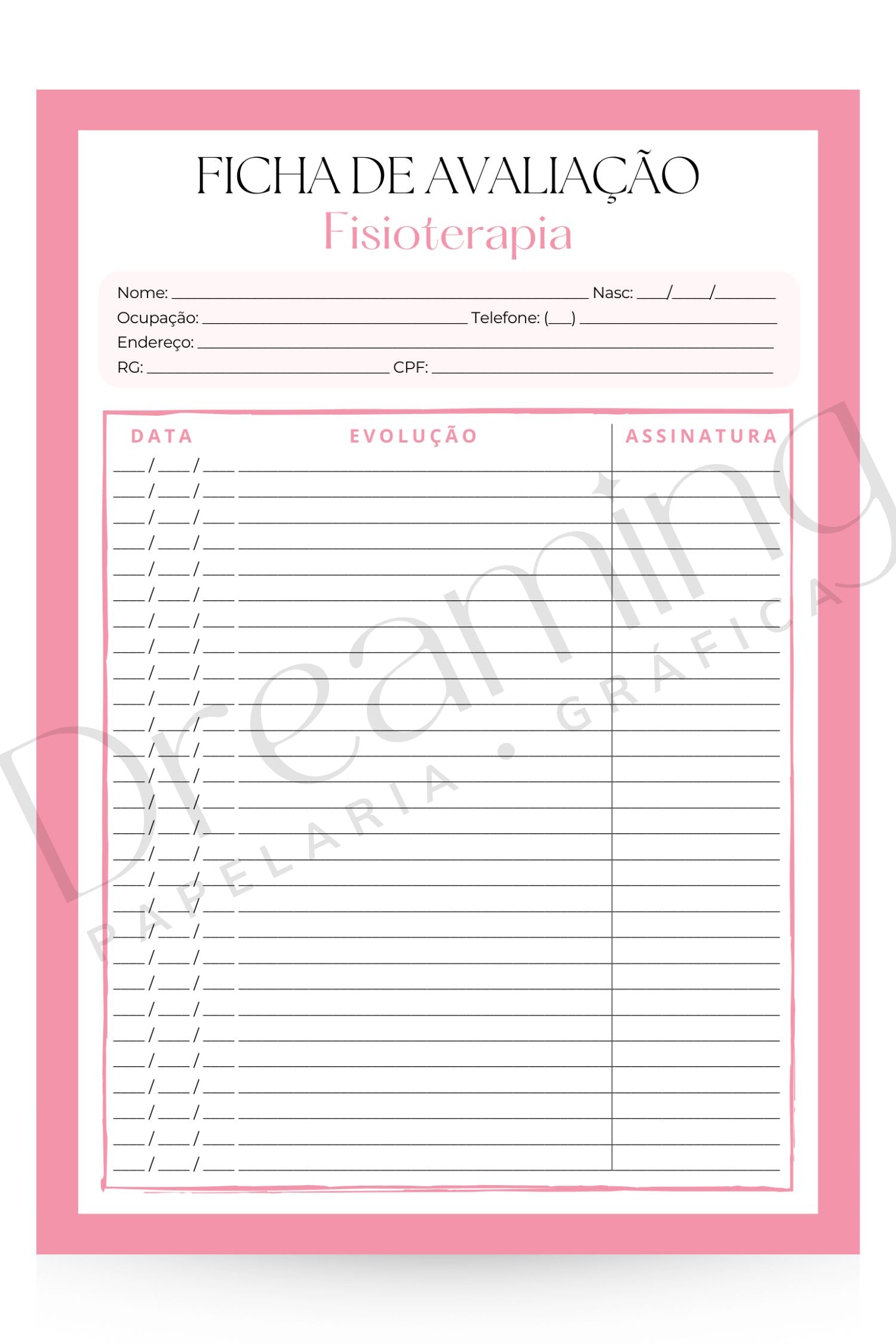 Ficha de avaliação fisioterapia