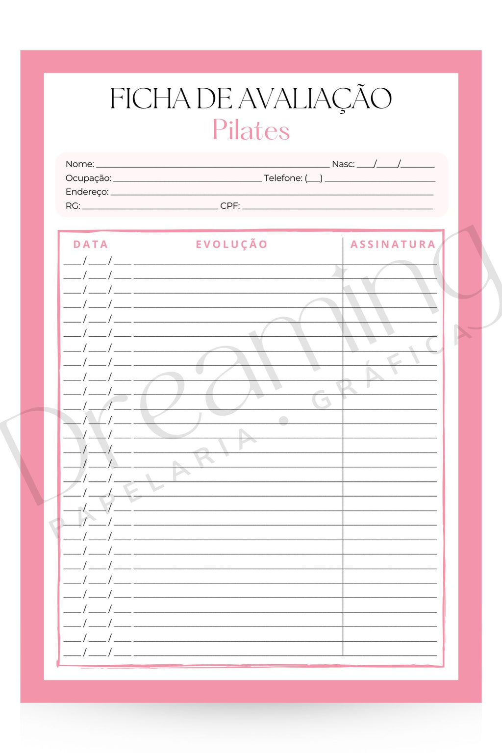 Ficha de avaliação pilates