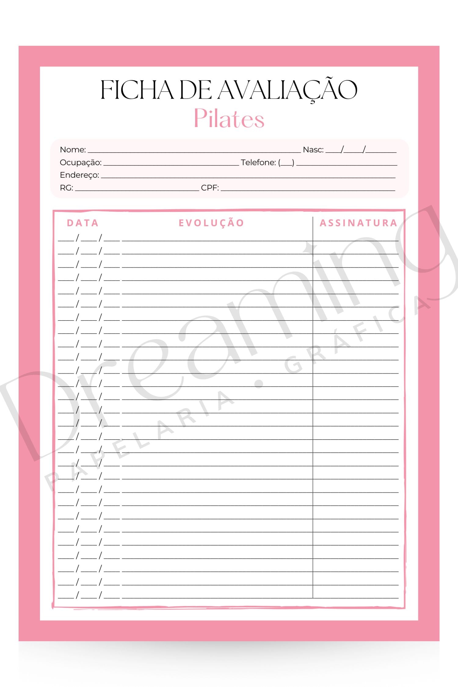Ficha de avaliação pilates