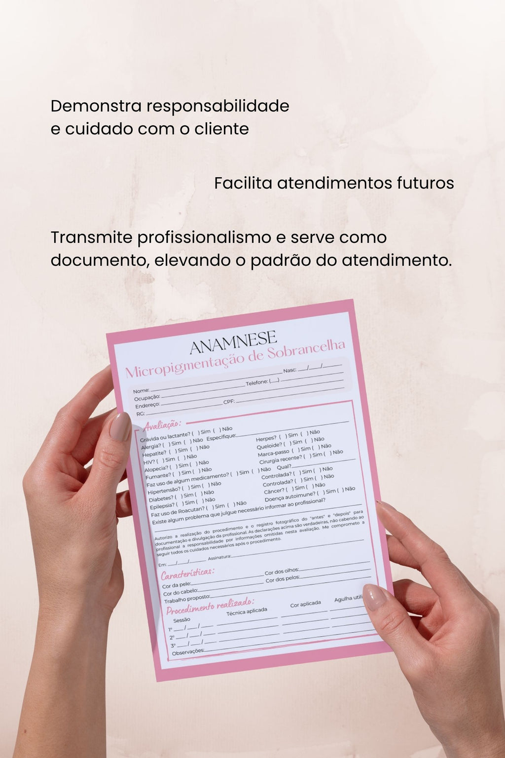 Ficha de anamnese micropigmentação de sobrancelha