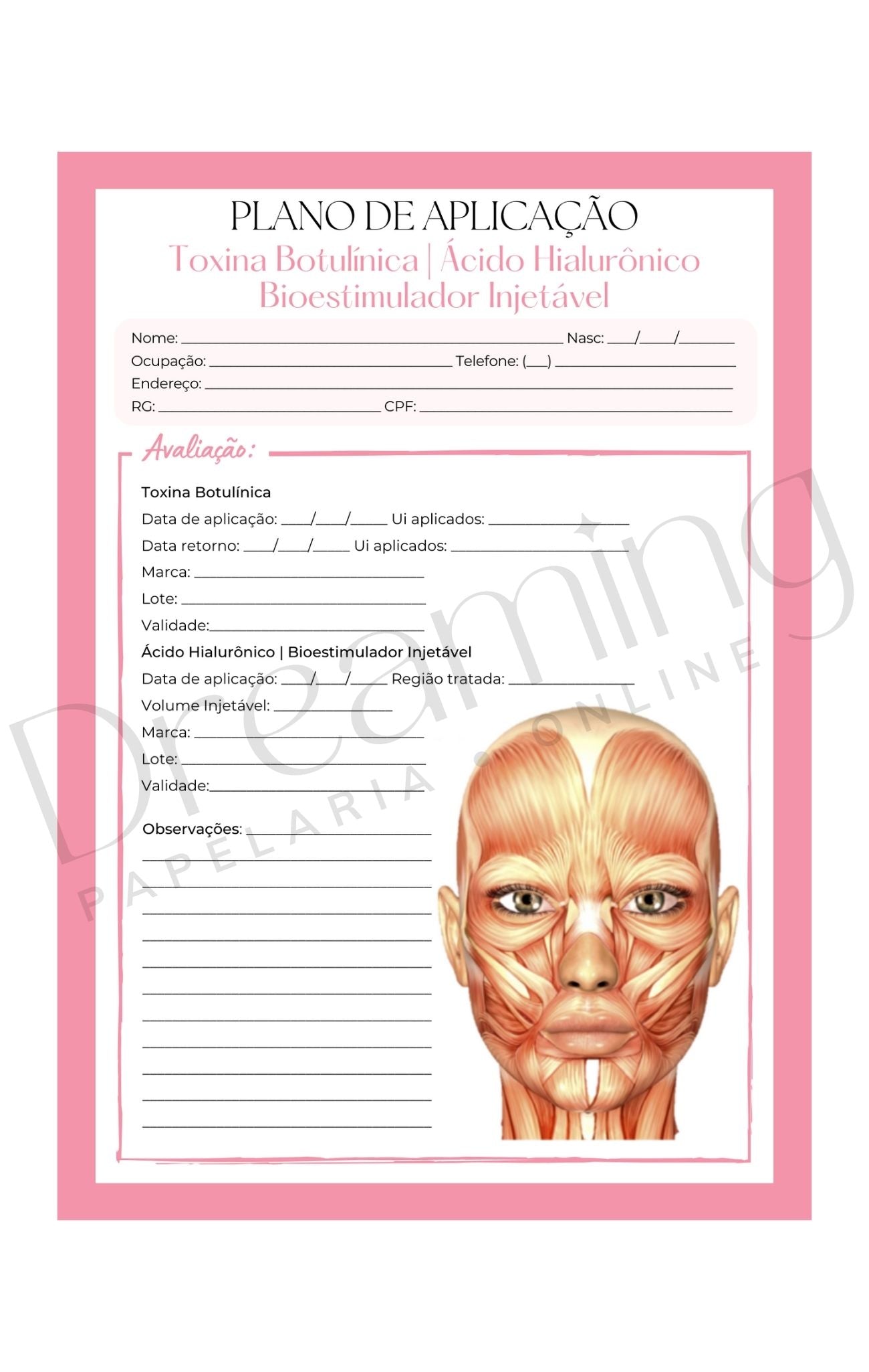 Plano de Aplicação Toxina Botulínica Ácido Hialurônico e Bioestimulador Injetável