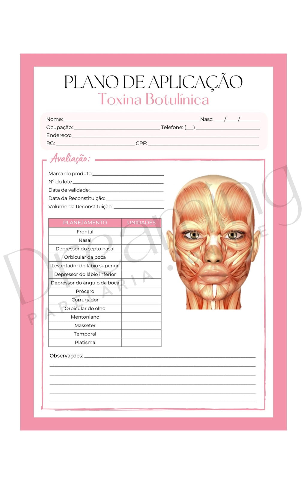 Plano de aplicação toxina botulínica