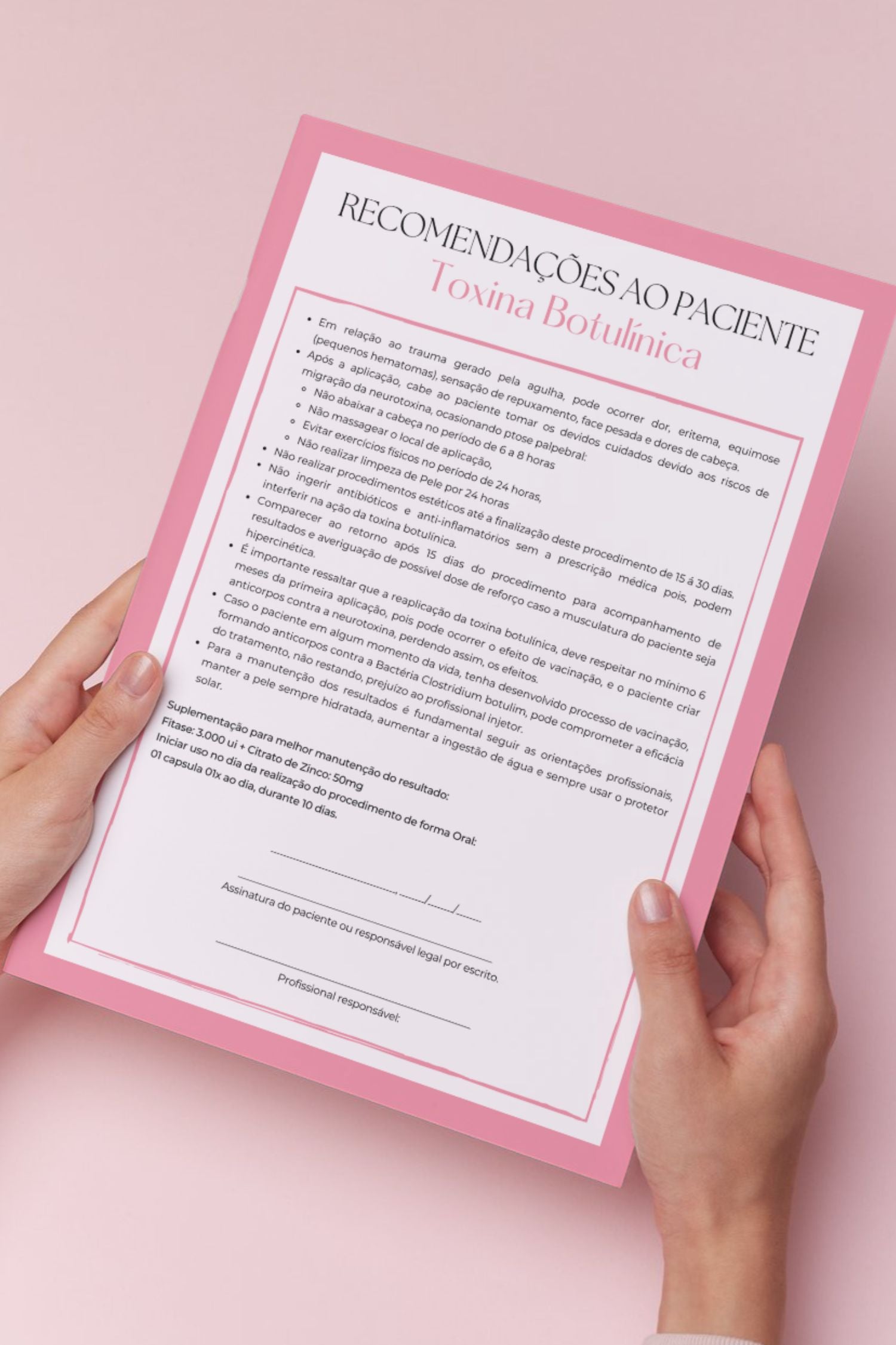 Recomendações ao paciente toxina botulínica