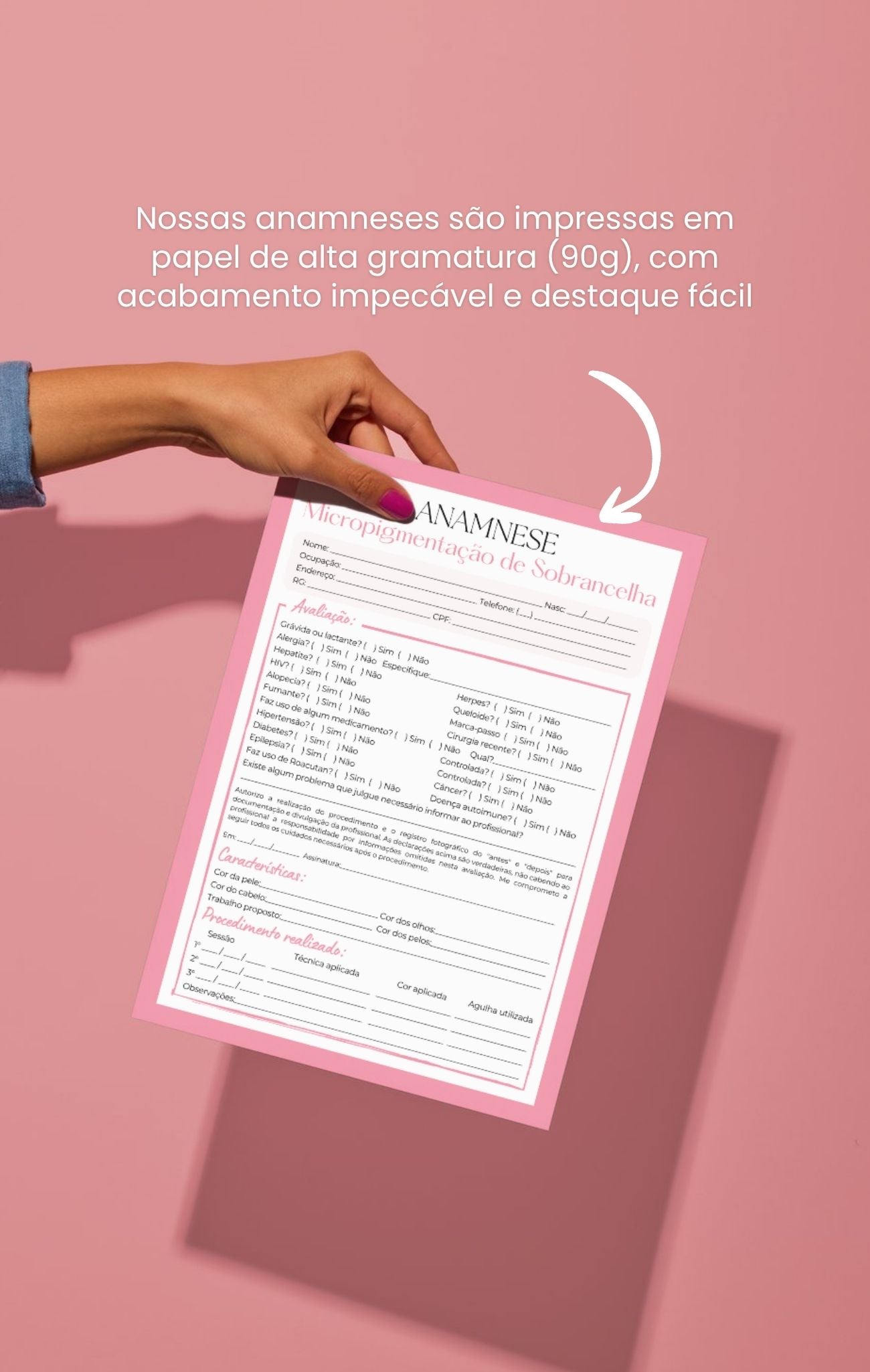 Ficha de anamnese micropigmentação de sobrancelha