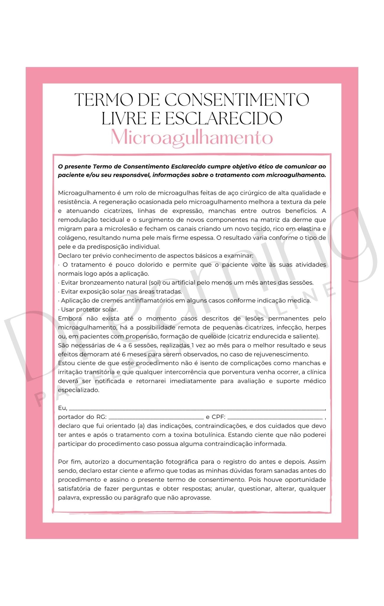 Termo de consentimento livre e esclarecido microagulhamento