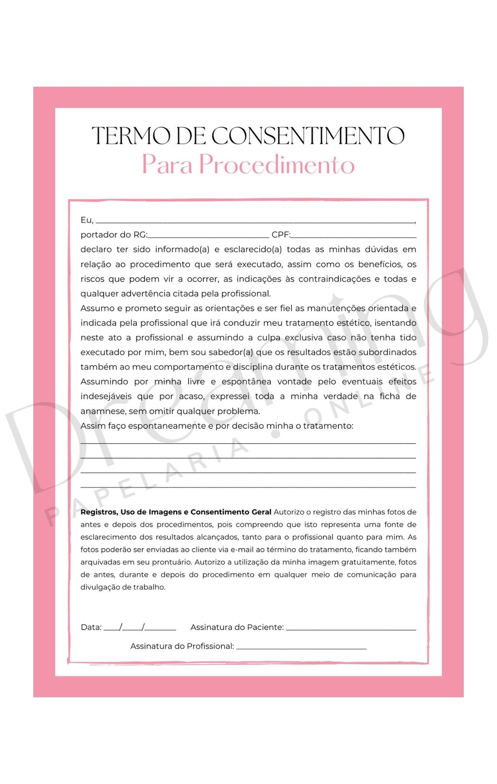 Termo de consentimento para procedimento